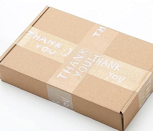 Designer Cute Packing Tape, Colorful Printing Shipping Tape, Carton Decorative Tape for Sealing Boxes, Thank You - White, 1.77" x 110 yd