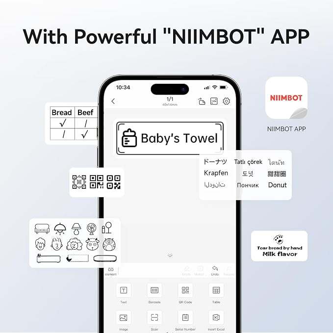 NIIMBOT B1 Label Maker,2 Inch Bluetooth Thermal Label Printer, Silver | Labeling for Home Office School Small Business, Crafts, Retail,Support Smartphones & PC, Come With 1 Roll 50*30mm Tape
