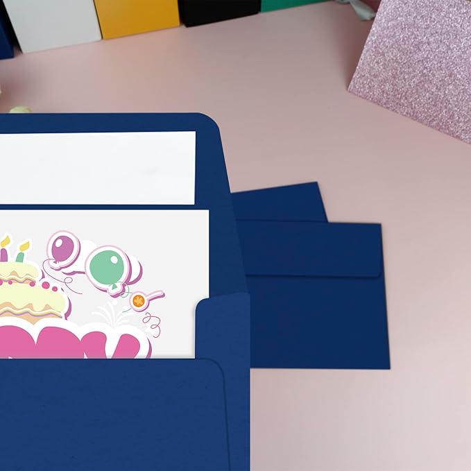 YINUOYOUJIA 50 Packs of A7 envelopes for invitation, 5x7 envelopes for Cards-Self Seal, Square Flap, Great for Wedding, Baby Shower, Mailing, Birthday Party (navy blue)