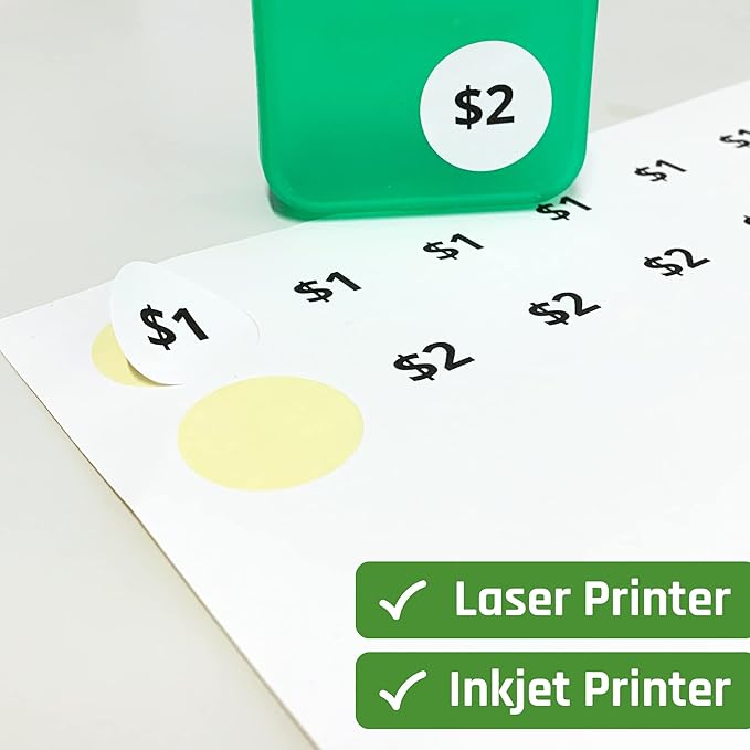 1.5" Round Matte White Sticker Label, Laser/Inkjet Printing - Letter Size, 30 Sheets
