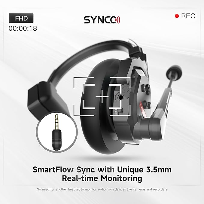 SYNCO XTalk X1 2.4GHz Wireless Headset with Microphone Intercom System Random Master Device Design for Movie Shoot Live Show Stage Performance (1 PCS)
