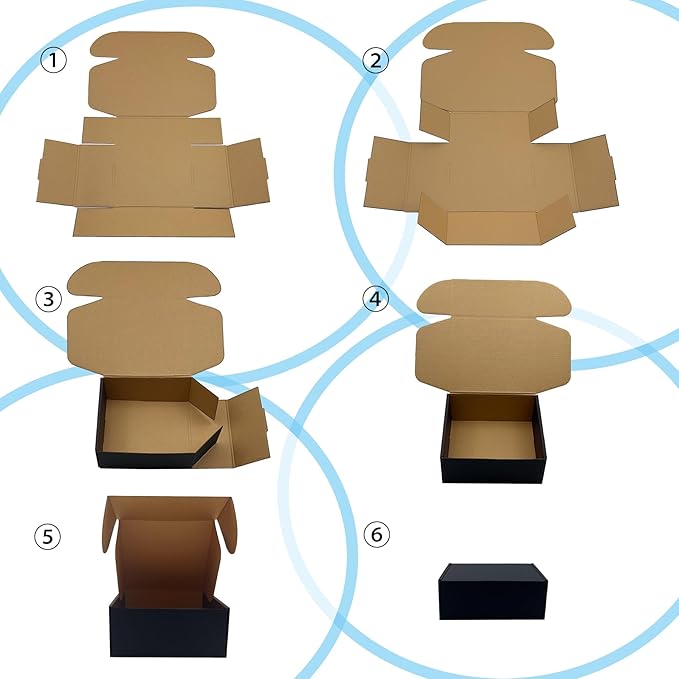 24 Pack 9x6x3 inch Black Shipping Boxes ，Cardboard Packaging Boxes for Mailing Shipping Corrugated Cardboard Boxes for Packaging Small Business Craft Flat Shipping Boxes Empty Gifts Giving Products