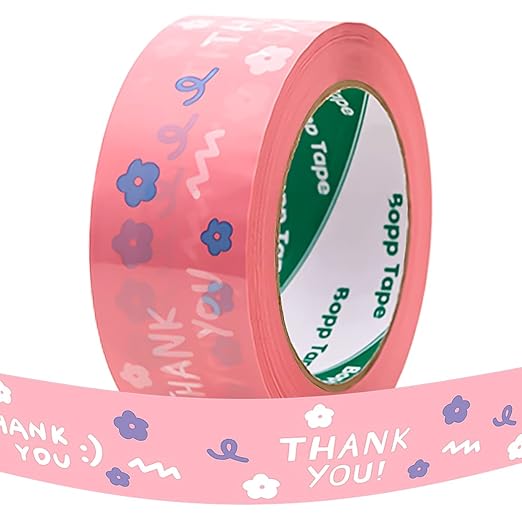 Designer Cute Packing Tape, Colorful Printing Shipping Tape, Carton Decorative Tape for Sealing Boxes, Thank You - Pattern, 1.77" x 110 yd