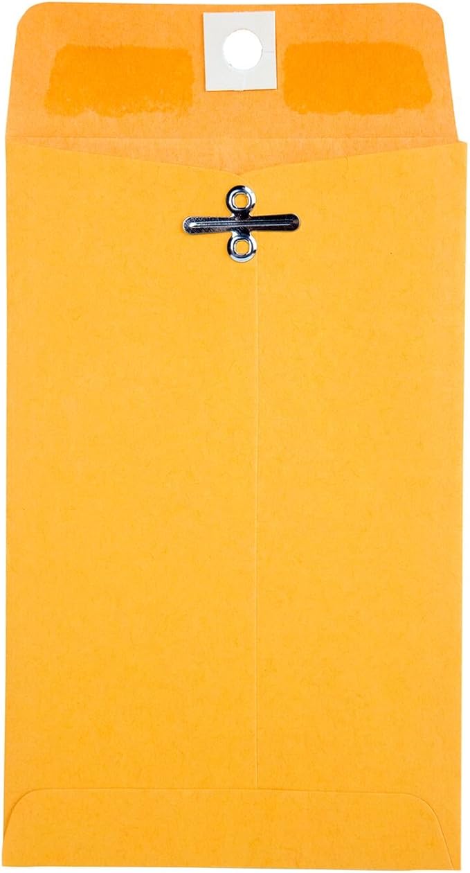 Quality Park 4 x 6 Clasp Envelopes, 100 Pack, Document Envelopes with Gummed Flap, Heavyweight 28 lb Paper with Reinforced Holes and Double Prong Clasp, Brown Kraft