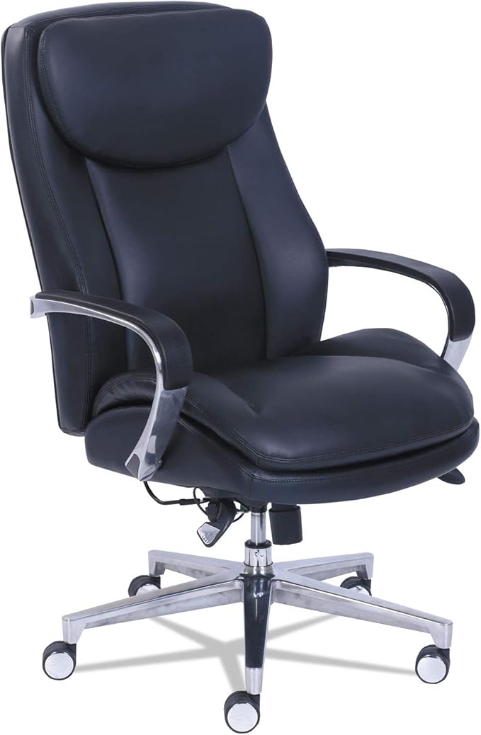 La-Z-Boy Commercial 2000 High-Back Executive Chair, Dynamic Lumbar Support, Supports 300lb, 20" to 23" Seat Height, Black, Silver Base
