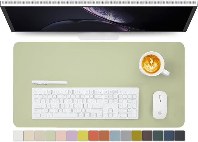 Leather Desk Mat - Non-Slip PU Desk Pad for Office and Home - Desk Organization and Accessories - Ideal for Large Mouse Pad and Desk Mats on Top of Desks (Light Green,27.6"x 13.8")