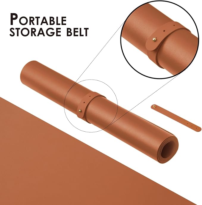 Leather Desk Mat - Small Non-Slip PU Desk Pad for Office and Home - Desk Organization and Accessories - Ideal for Large Mouse Pad and Small Desk Mats on Top of Desks (Brown,23.6"x 13.8")