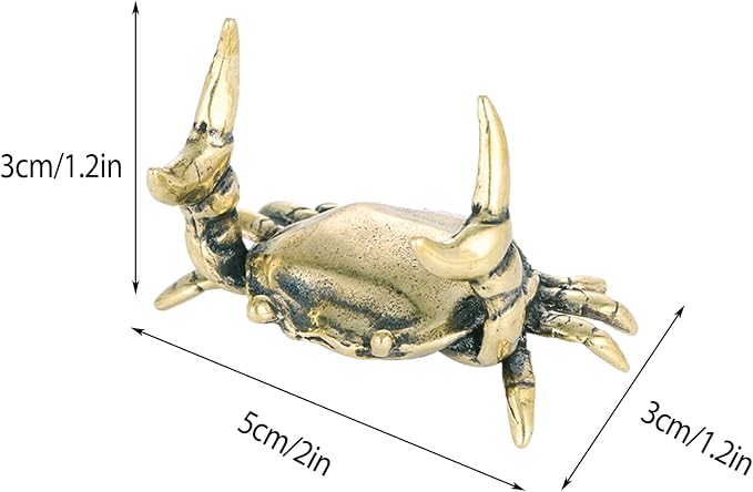 Crab Pen Holder,Brass Crabs Figurine,Funny Weightlifting Crabs Desk Pen Stand,Creative Crab Tea Pet,Gold Animal Decor for Office Home Display Bookshelf Decorations (2)