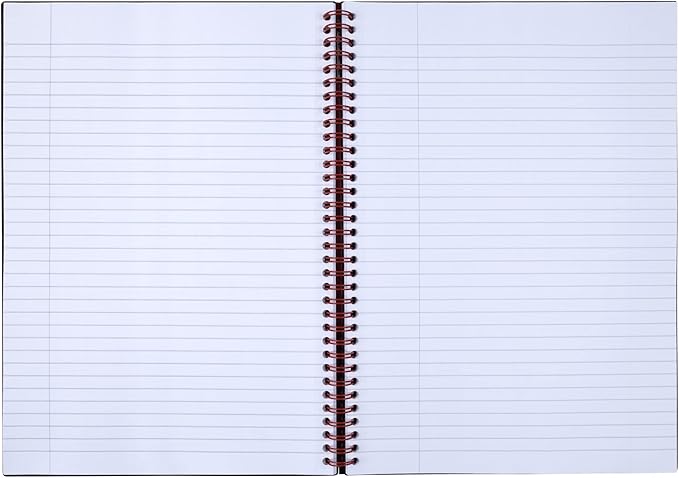 Black n' Red Notebook, Business Journal, 11-3/4" x 8-1/4", 70 Sheets, Ruled, Optik Paper, Scribzee App, Flexible Poly Cover, Wirebound, Black (E67008)