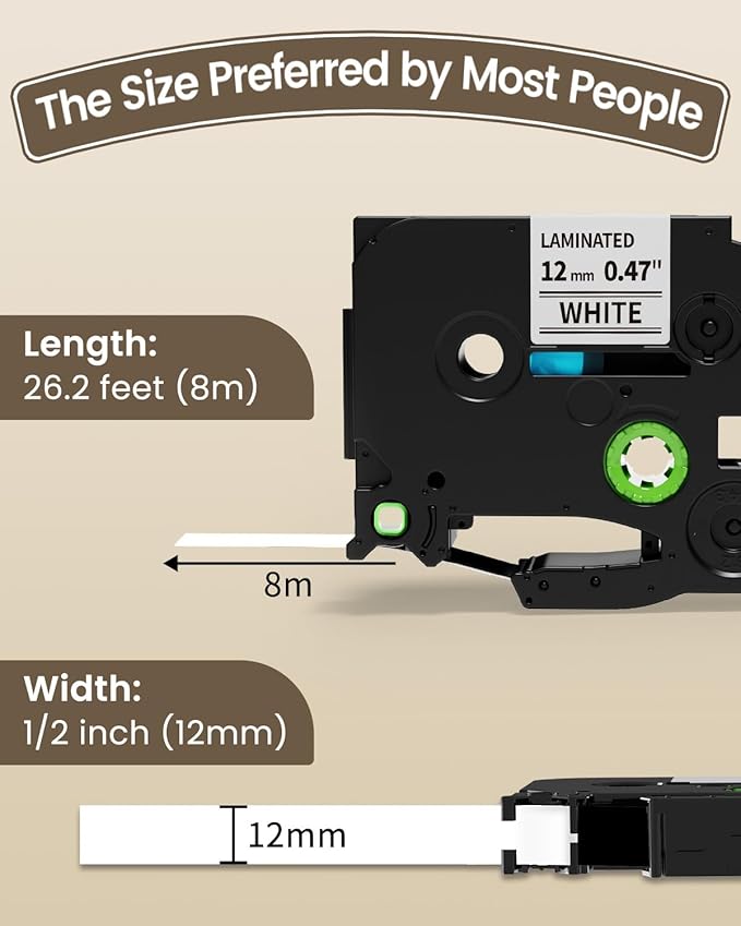 10-Pack TZe-231 TZ-231 Replacement for Brother P Touch Label Maker Tape TZe TZ Tape 12mm 0.47 Laminated White, Compatible with Brother PT-D220 PT-D210 PT-H110 PT-P710BT PT-D610BT Label Makers