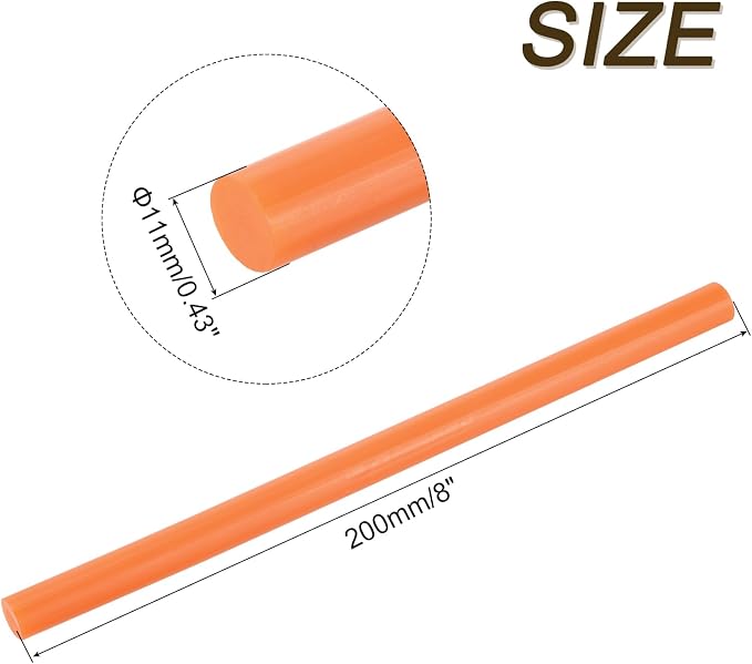 uxcell 30pcs Full Size Hot Glue Gun Sticks 8-inch x 0.43-inch High Sticky Large Hot Glue Sticks for Glue Gun, Orange