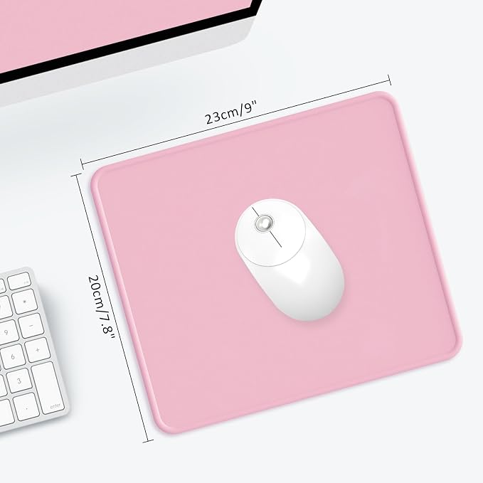 Mouse Pad with Stitched Edge, Multiple Patterns Computer Mouse Pads with Non-Slip Rubber Base, Washable Cloth Mousepad, for Gaming, Laptop, PC (Pink)