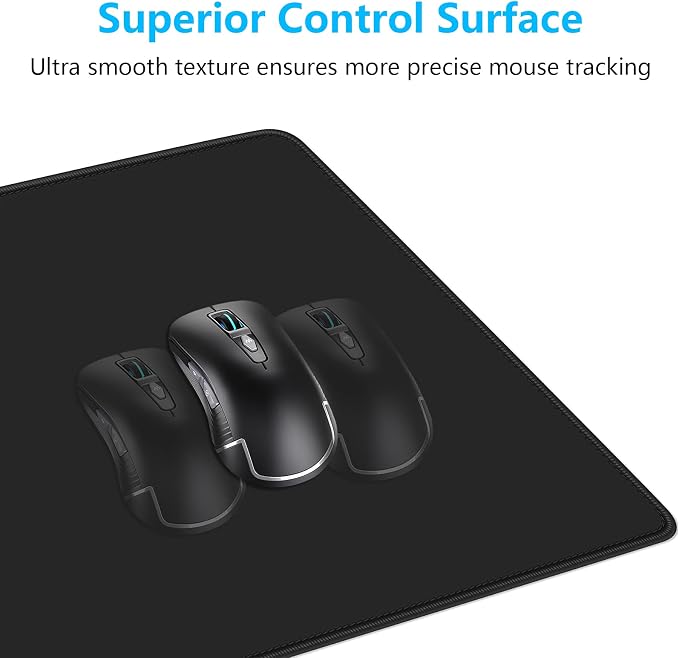 Dapesuom Large Gaming Mouse Pad, Extended Mouse Mat with Stitched Edges, Full Size Keyboard Pad with Non-Slip Base, Big XXL Computer Desk Mats for Gamer, Laptop, Office, 35.5 x 15.7in, Jet Black