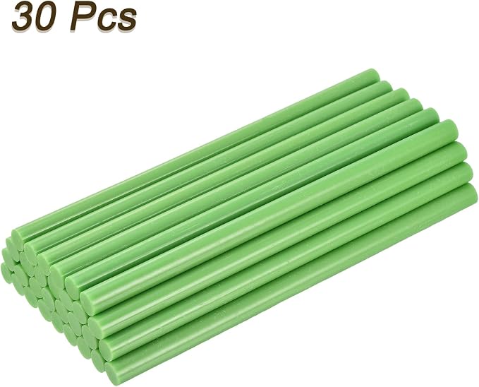 uxcell 30pcs Full Size Hot Glue Gun Sticks 8-inch x 0.43-inch High Sticky Large Hot Glue Sticks for Glue Gun, Deep Green