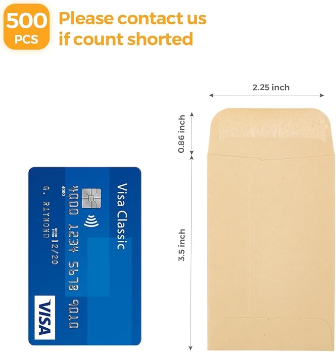 #1 Kraft Seed Envelopes 2-1/4 x 3-1/2 Small Coin Envelopes 100 Pack | 2x3 Mini Envelopes Self Adhesive Water Glummed Tiny Envelopes for Seeds, Keys, Tips and Small Parts, Home and Office