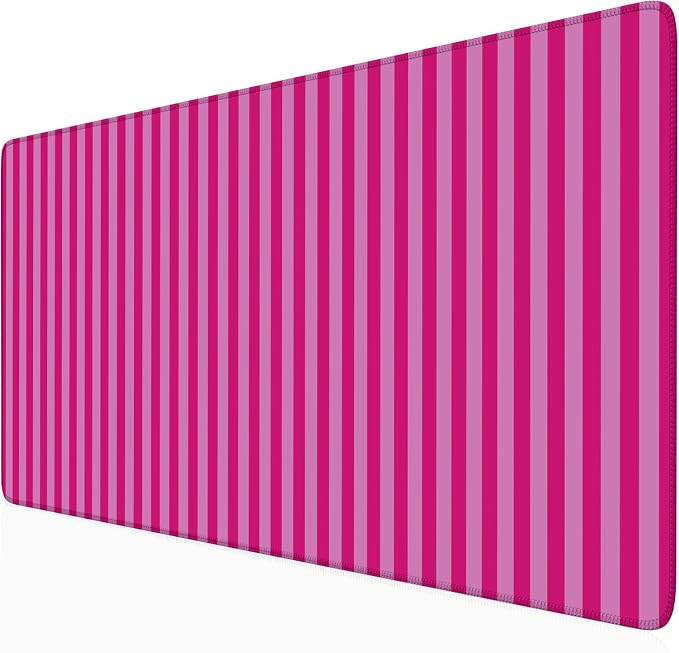 Hot Pink Striped Desk Mat Cute Pastel XXL Large Gaming Mouse Pad Desk Pad Kawaii Aesthetic Cozy Keyboard Laptop Computer Mat Home Office Decor for Women 31.5 * 15.7"