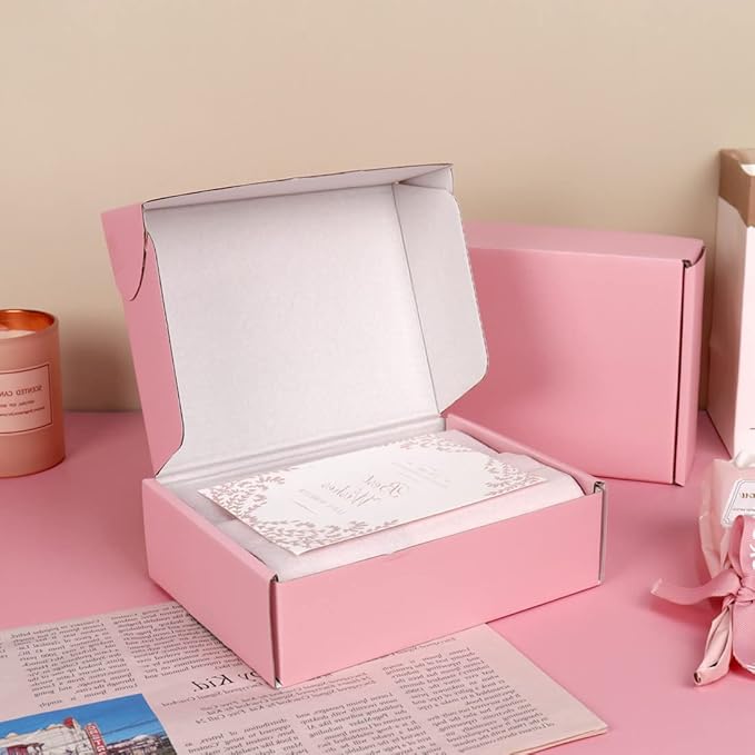 Shipping Boxes Small 6x4x2 Inches, Pink Cardboard Boxes for Packaging, Corrugated Mailing Boxes for Small Business (Pack of 20)
