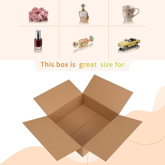 Rempry Brown 12x12x4 Shipping Boxes Set of 15, Corrugated Cardboard Box for Mailing, Packaging Small Business, Kraft Mailer Gift Boxes