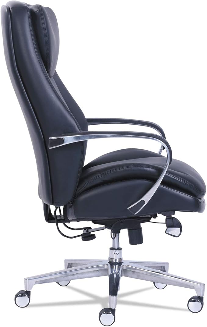 La-Z-Boy Commercial 2000 High-Back Executive Chair, Dynamic Lumbar Support, Supports 300lb, 20" to 23" Seat Height, Black, Silver Base