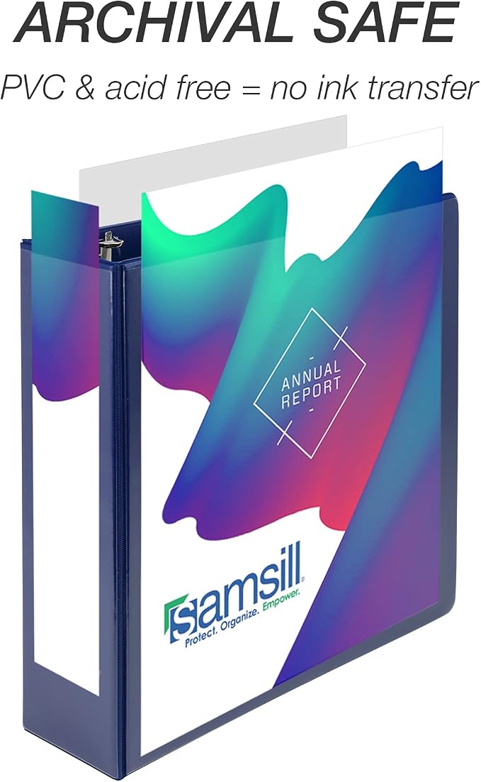 Samsill Durable 3 inch 3 Ring Binder, D Ring Binder, 100% Recycled Chipboard, Blue, 12 Pack