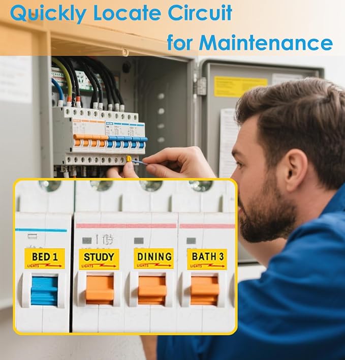 Circuit Breaker Labels, Breaker Box Electrical Panel Fuse Box Stickers, Easy Read and Install (Yellow)