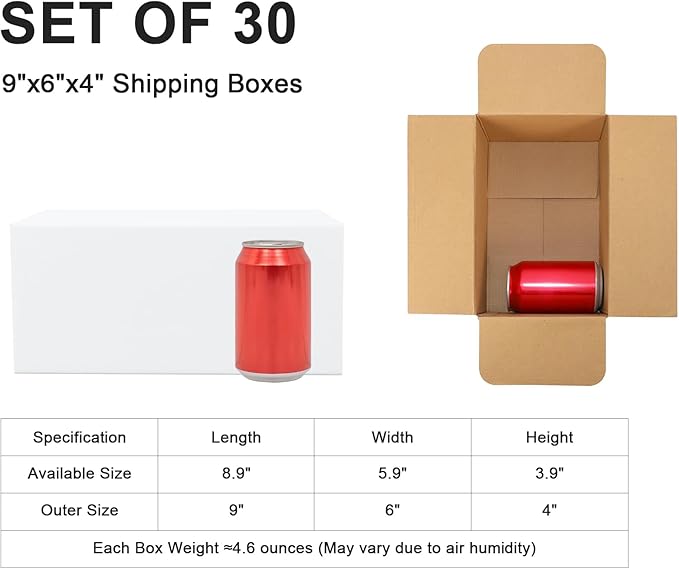9x6x4 Inch Medium Shipping Boxes, 30 Pack White Cardboard Mailer Box, Gift Boxes for Packaging Small Business