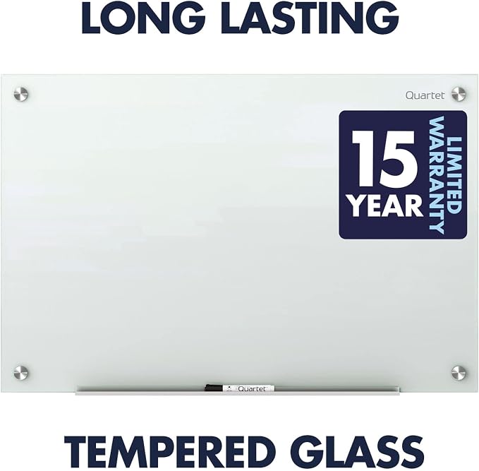 Quartet Magnetic Glass Dry Erase White Board, 48''W x 36''H Whiteboard, Infinity Frameless Mounting, White Surface (G4836W)