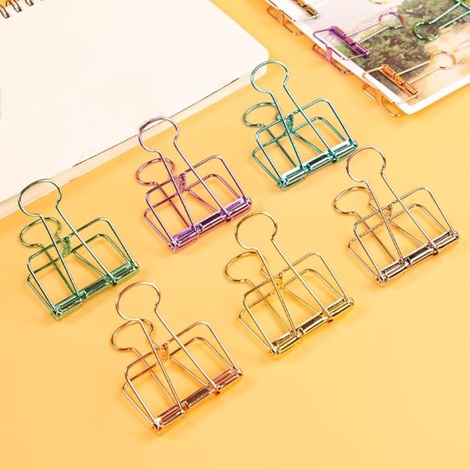 16PCS Large Binder Clips Fancy Binder Clips Metal Hollow Paper Organizer Metal Paper Clamps Decorative Tool for School Office Paperwork Multicolor (L)