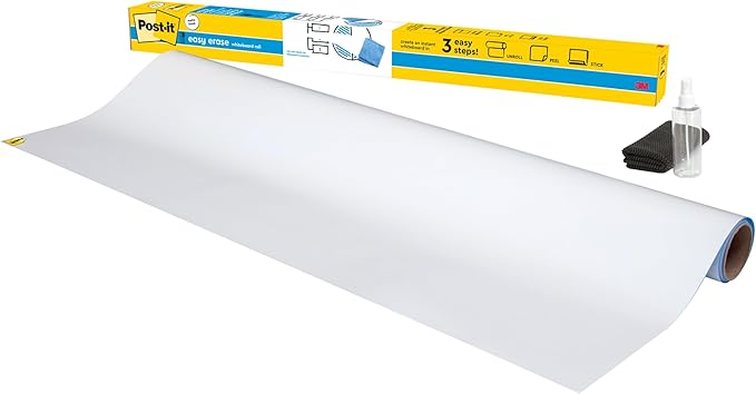 Post-it Easy Erase Permanent Marker Whiteboard Surface Permanent Marker Wipes Away with Water 8 ft X 4 ft White Dry Erase Whiteboard Film