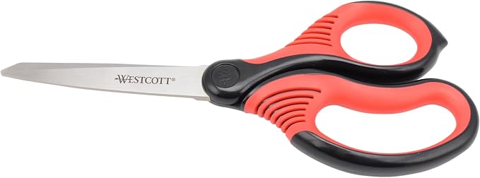 Westcott 8-Inch Titanium-Bonded Premium Handle Scissors for Office and Home, Black/Red