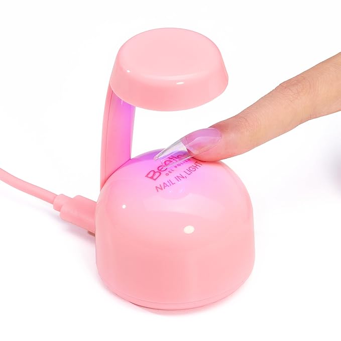 Beetles Mini UV Light for Gel Nails Tips – Small Flash Cure Lamp with Smart Sensor for Easy and Fast Nail Extensions, Cute and Portable UV LED Nail Lamp DIY Manicure Tools, Pink