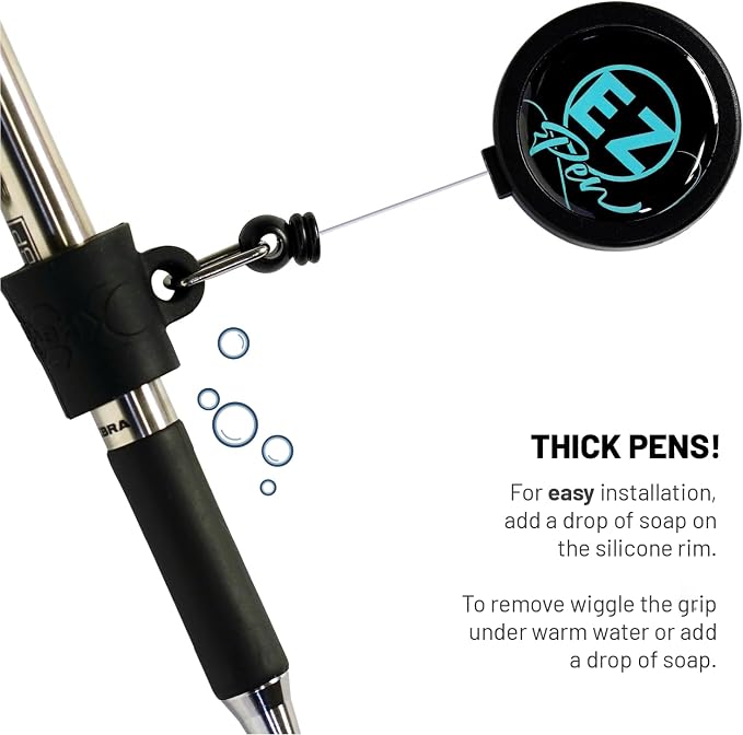 Better Labz EZ PEN Retractable Pen Reel for Nurses, Teachers, Waitresses, Carpenters, Construction Workers, Contractors & Pros (Non-Stop Blue)