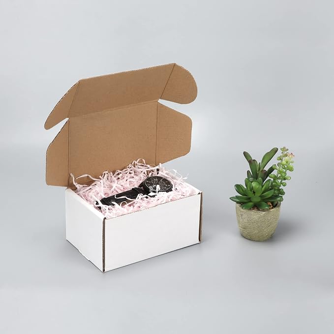HORLIMER 6x4x3 inches Shipping Boxes Set of 25, White Corrugated Cardboard Box Literature Mailer