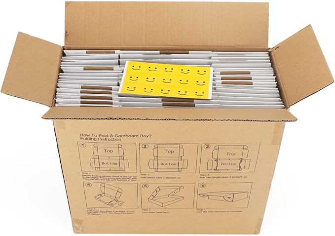 HORLIMER 13x10x4 inches Shipping Boxes Set of 15, White Corrugated Cardboard Box Literature Mailer, 15 Stickers Included