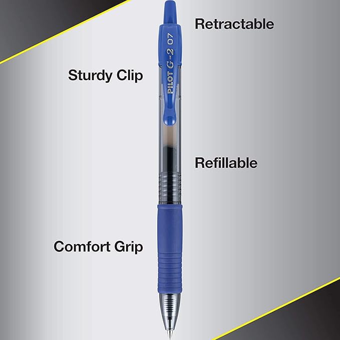 PILOT G2 Premium Gel Pens, 0.7mm Fine Point, Pack of 10 | Refillable & Retractable, 5 Black & 5 Blue Ink Pens