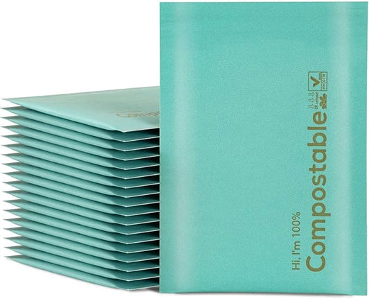 8.5x12 100% Biodegradable Teal Bubble Mailers,25 Count #2 Compostable Padded Packaging Wrap Envelopes Pouches Eco Friendly Self Seal Bags