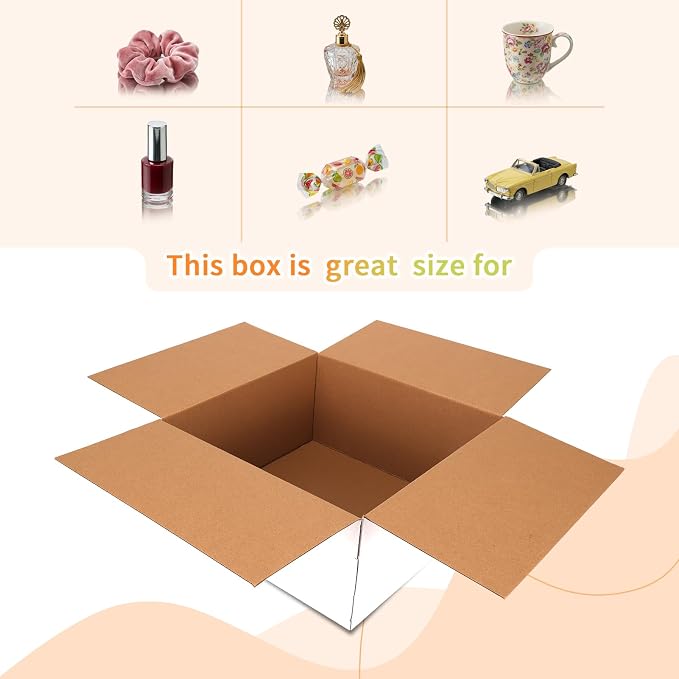 Rempry White 12x12x6 Shipping Boxes Set of 15, Corrugated Cardboard Box for Mailing, Packaging Small Business, Kraft Mailer Gift Boxes