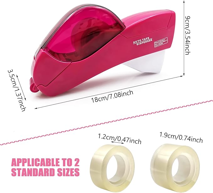 Automatic Tape Dispenser for Wrapping Gifts, Handheld Packaging Tape Dispenser Gun with Cutter, Dispensers for Adhesive Tapes-Pink