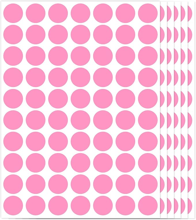1400 PCS Pink Circle Dot Stickers 3/4" Round Coding Label | Used for manual labor in kindergartens, garage yard price sales, organizing activity color groups,marking spice bottles