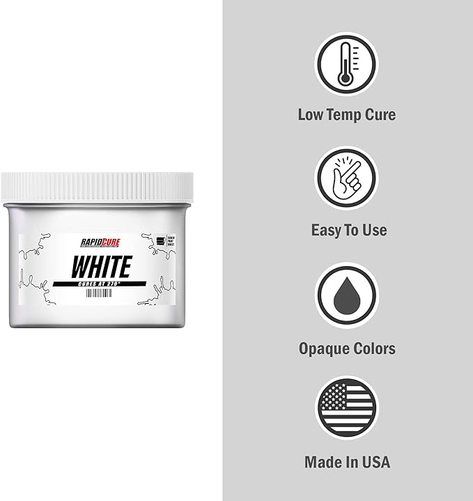 Rapid Cure® Screen Printing Ink White (8oz.) - Plastisol Ink for Screen Printing, Fast Curing Fabric Paint - Screen Print Direct®, USA Made