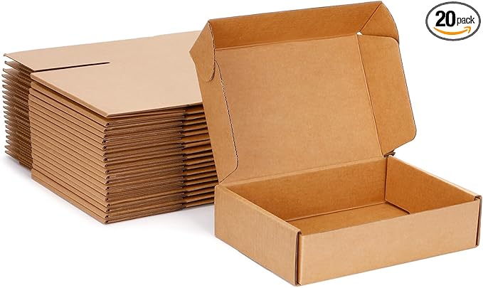Small Shipping Boxes 9x6x2 Inches - Kraft Brown Corrugated Cardboard Boxes (20-Pack) for Mailing, Packing, Small Business & Gift Packaging - Recyclable & Sturdy