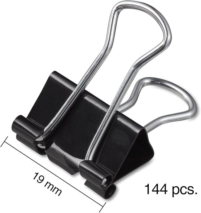 Staples Binder Clips, Small, 0.38 Inch Capacity, Black, 144 Pack | Compact clips secure documents and notes for everyday office use.