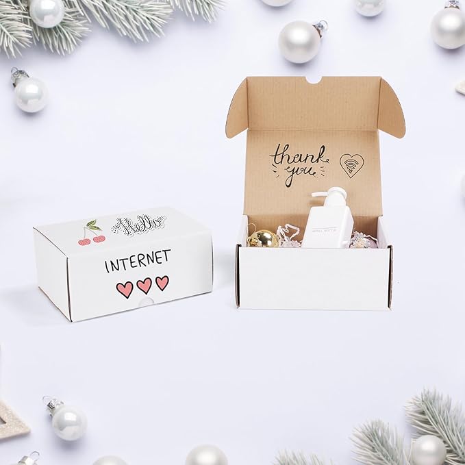 ZBEIVAN 7x5x3 White Shipping Boxes Set of 25, Corrugated Cardboard Mailer Boxes for Packaging Small Business Mailing Gifts
