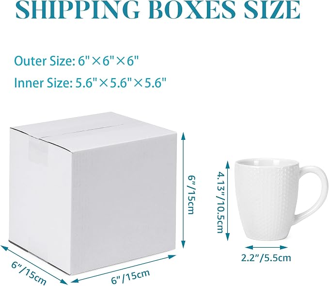 Small Shipping Boxes 6x6x6 Set of 6 | White Corrugated Cardboard, Box for Packaging Small Business Mailing Moving Gifts Wrap, Easy Assemble