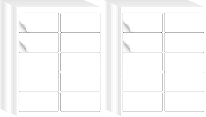 L LIKED 2" x 4" Label Stickers, Printable White 500 Sheets for Laser/Inkjet Printing - Matte White, 10 per Sheets (5000 PCS Labels) (Pack of 2)