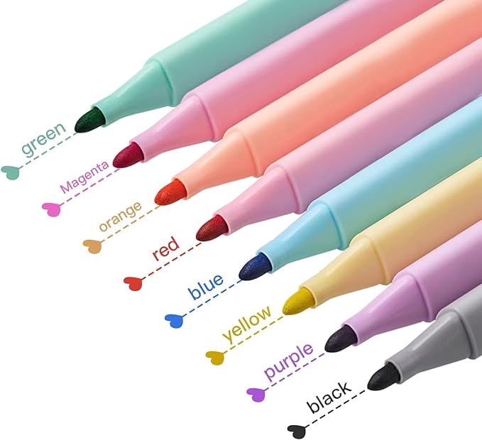 EEOYU Dry Erase Markers, Cute Aesthetic Marker with 8 Colors, Erasable Low-odor Children's Whiteboard Pen, Marker Pens for Home Office and Classroom (8)