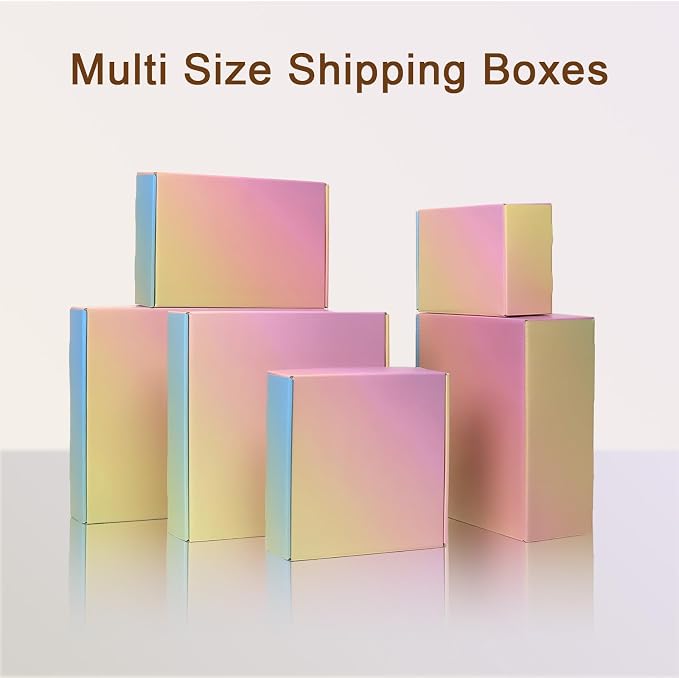 10x8x2 Shipping Boxes Medium, 40 Pack Colorful Corrugated Cardboard Mailer Boxes for Small Business, Mailing, Packaging