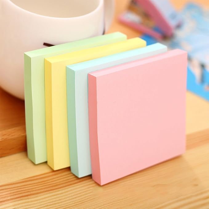 Early Buy 3x3 Inch Sticky Notes, 6 Pads (100 Sheets/Pad) - Soft Pastel Colors for Office, School, Home, Memo Notes, Journals & Planning - Repositionable Self-Stick Paper