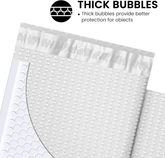Fuxury Bubble Mailers Bulk 6x10“ 600 Pack White Padded Envelopes | Usable Size 6x9" Thick Mailing Envelopes, Shipping Bags for Jewelry,Makeup,Packaging, Small Business, Boutique,#0
