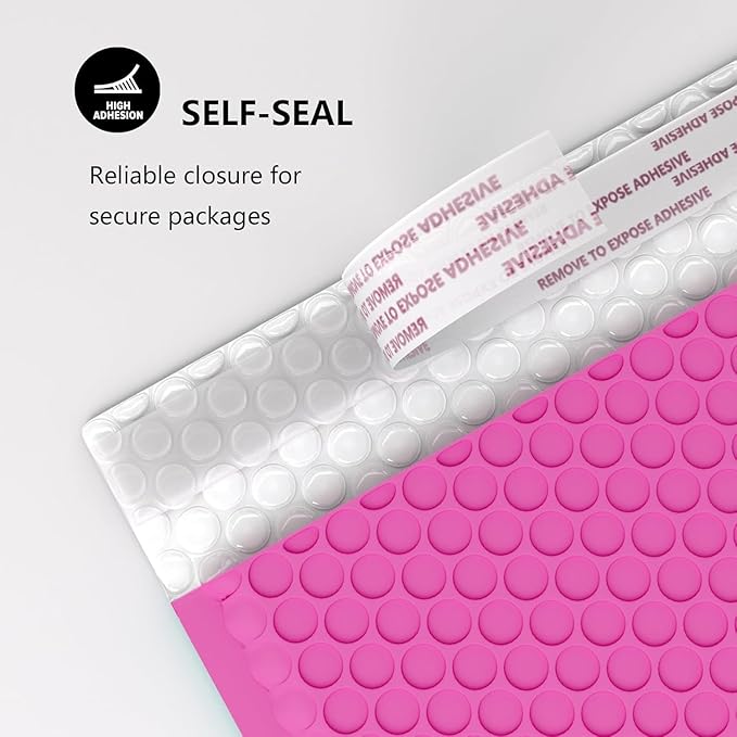 10 x 13 Inch Bubble Mailer 40 Pack, Waterproof Padded Envelopes with Strong Self-Seal Adhesive, Cushioning Shipping Bags with Bright Color for Small Business - Hot Pink